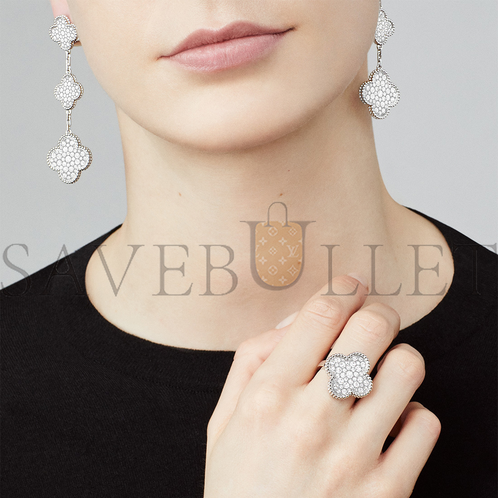 van cleef  arpels magic alhambra earrings, 3 motifs - white gold, Di*m*nd  vcarn9mr00